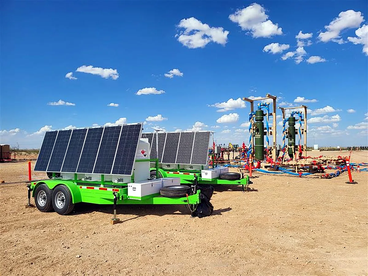 Trailer mounted solar panels at a wellsite
